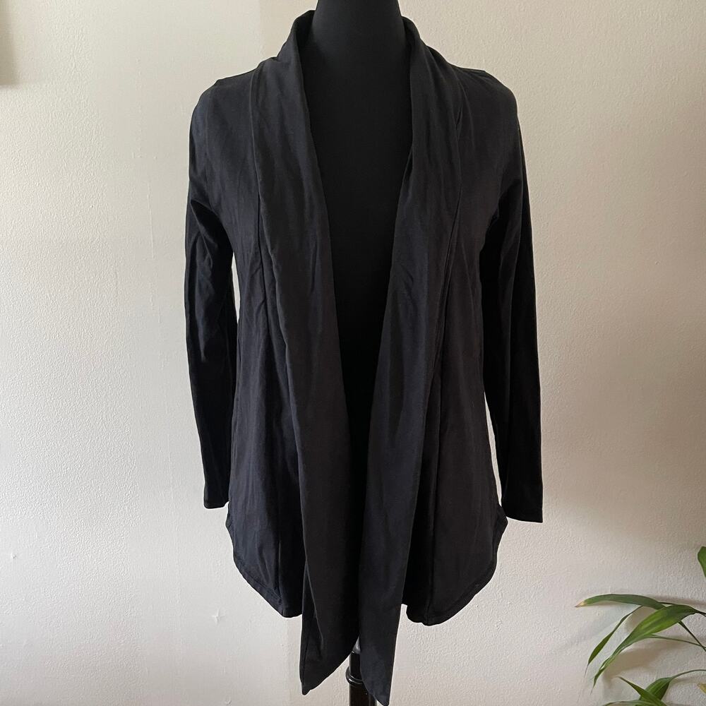 Pact Organic Cotton Open Front Cardigan Black Womens Medium Pockets Faded